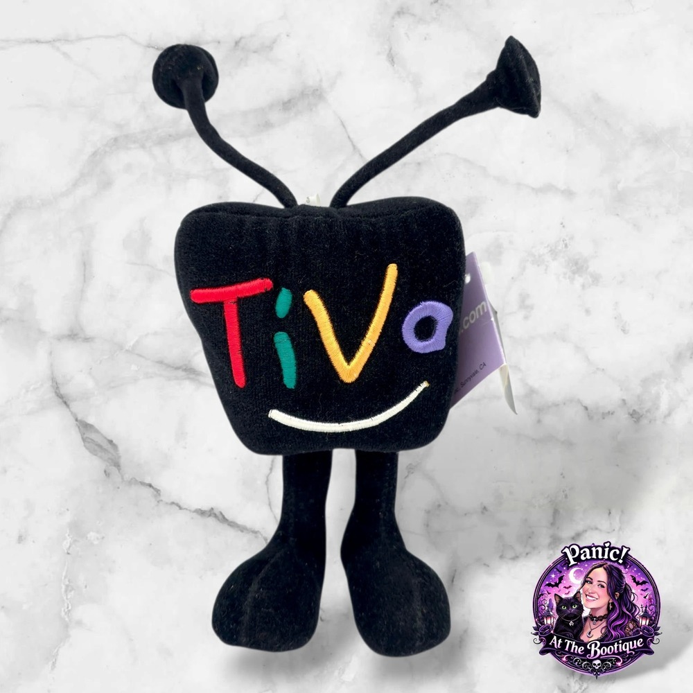 TiVo Mascot Plush‎ Toy Small Black NWT Vintage Tech Advertising Logo Collectible